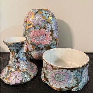 Toyo vase Toyo candle holder and Toyo trinket box no lid